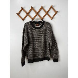 Vintage Alps Apparel Fair Isle Knit Sweater Men's Large Crewneck Wool Blend